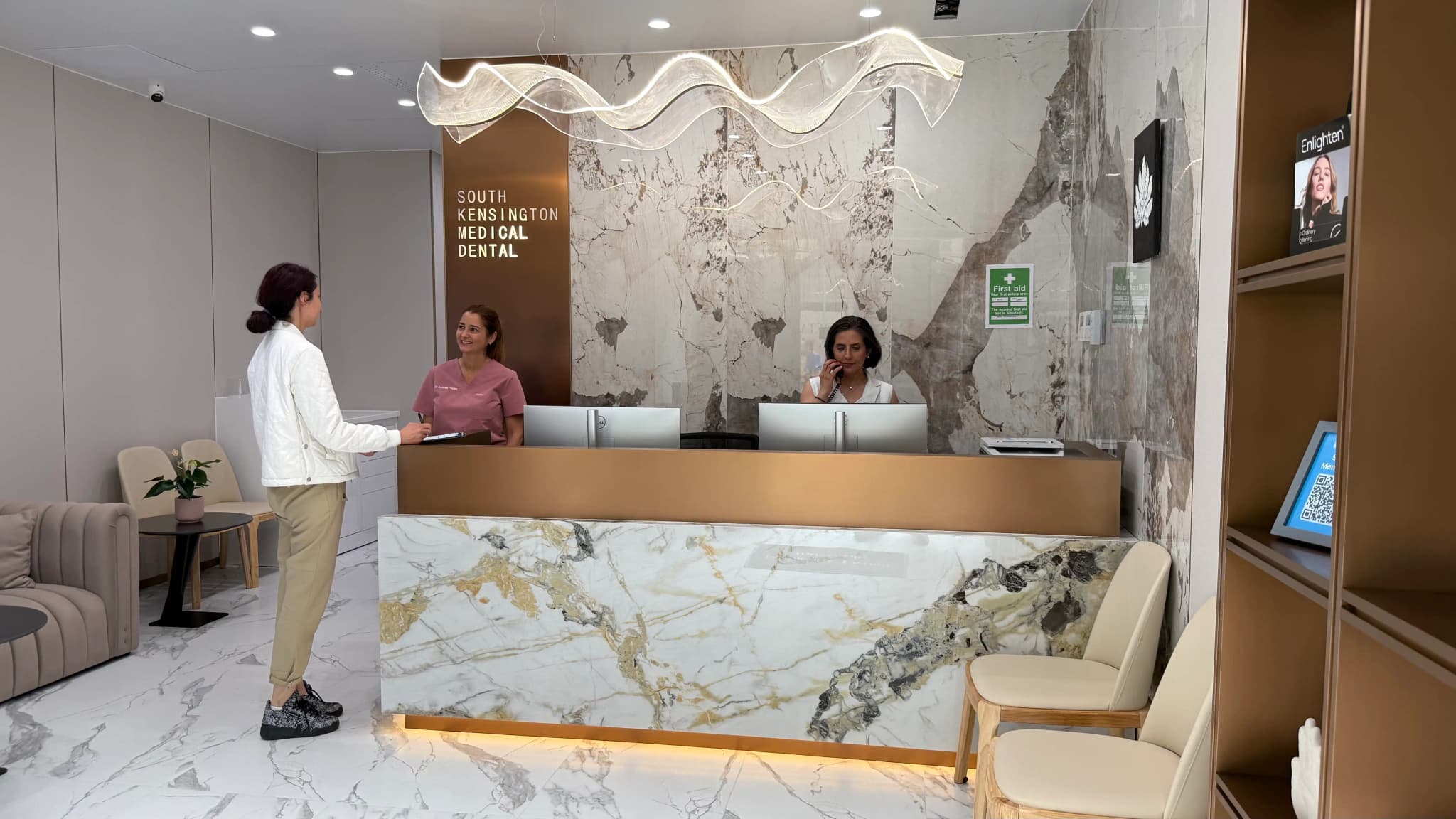 Reception area inside our South Kensington teeth whitening clinic