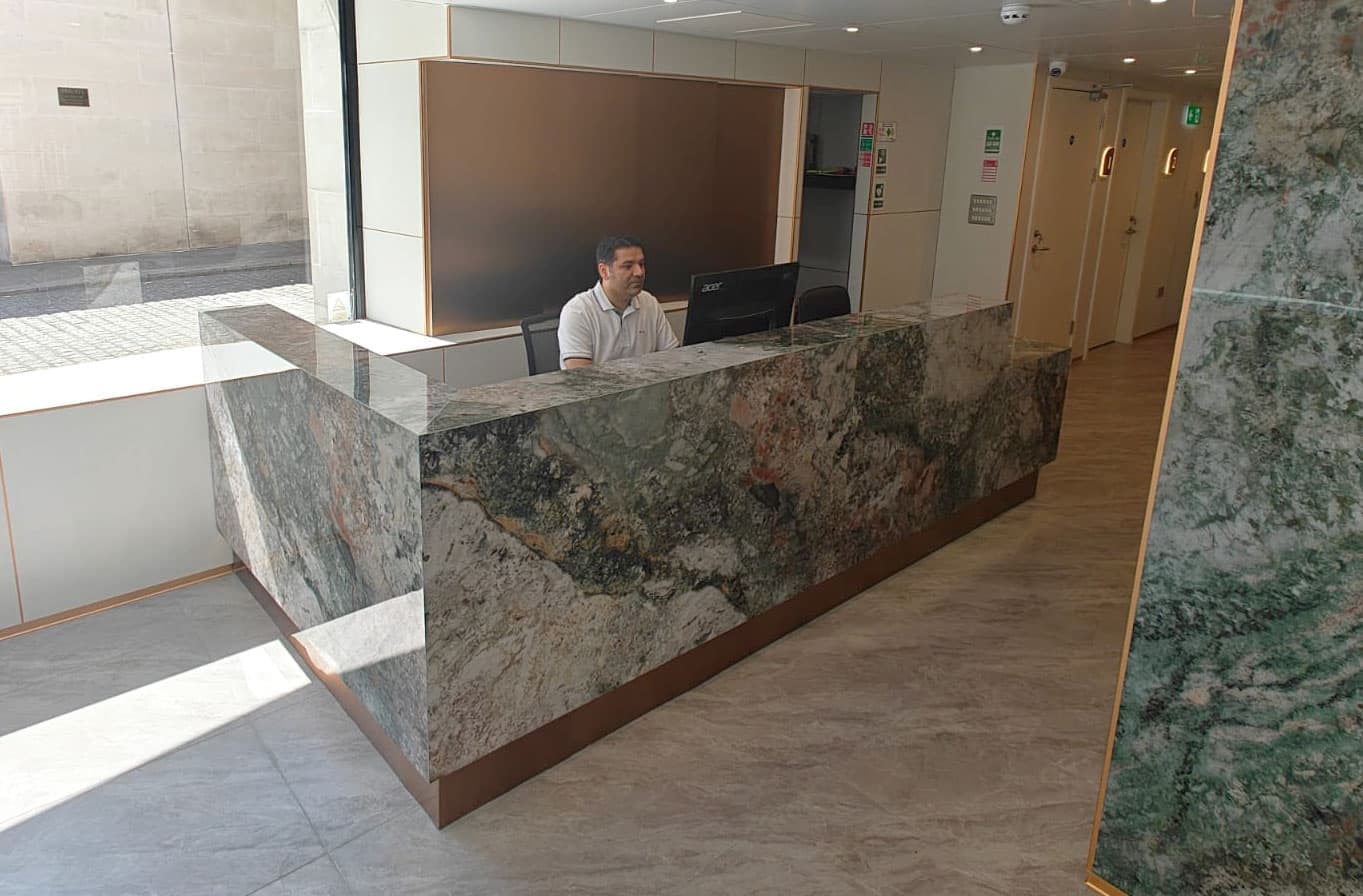 Reception at St Paul's Medical & Dental clinic in the City of London